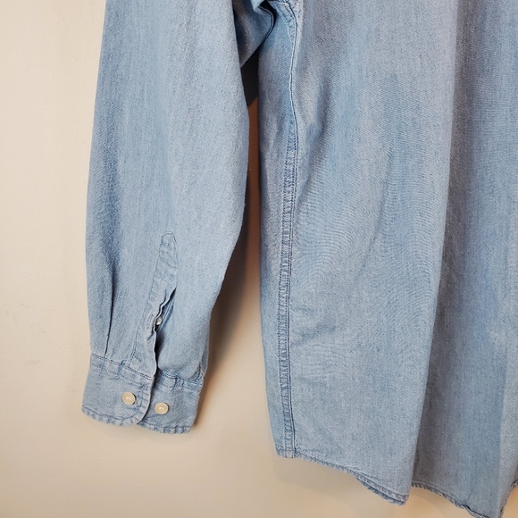 VTG Warner Brothers Bugs Bunny Tasmanian Devil Tweety Chambray Button Up Shirt - Picture 10 of 13